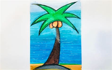 椰子树简笔画 椰子树简笔画怎么画 - 水彩迷