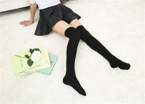 日本原单 校服学生袜条纹长筒袜黑色中高筒袜 瘦小腿袜女及膝袜-阿里巴巴