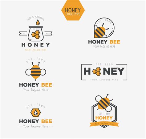 蜜蜂蜂蜜矢量图商标素材 - LOGO神器