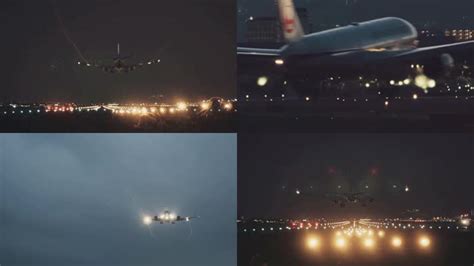 机场夜景，飞机夜间降落起飞视频素材,延时摄影视频素材下载,高清3840X1948视频素材下载,凌点视频素材网,编号:501532