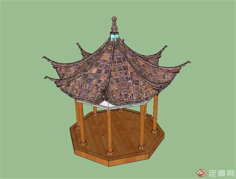 古典中式八角亭设计su模型