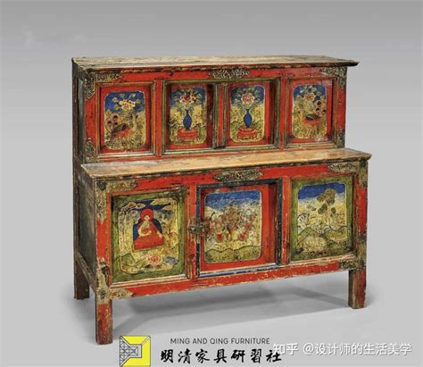 西藏家具新中式彩绘做旧储物餐边柜复古实木玄关门厅收纳酒水柜-美间设计