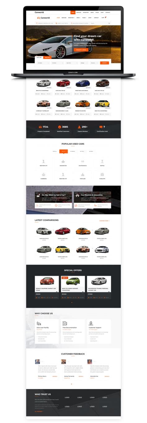 【汽车HTML网页】橙色大气Bootstrap响应式汽车销售4S店网站模板-小鹿源码站