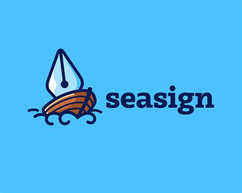 Seasign 船 钢笔 创意 海 浪 笔 商标设计 图标 图形 标志素材@奥美Linda