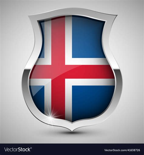 Eps10 patriotic shield with flag of iceland Vector Image