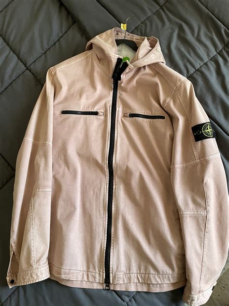 Stone Island MILITARY JACKET / THICK COTTON HOODED OVERSHIRT DUSTY PINK ...