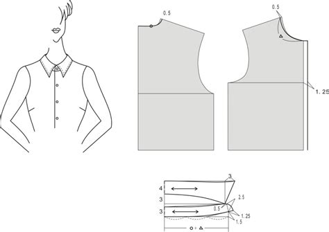 领短袖衬衫的图纸和缝制-制版技术-服装设计教程-CFW服装设计