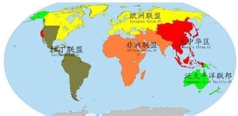 地理、世界区域划分图-