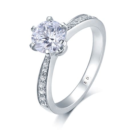 耀目经典六爪微镶订婚戒指托（铂金950） | England Diamond Co.