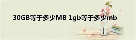 30GB等于多少MB 1gb等于多少mb_StyleTV生活网