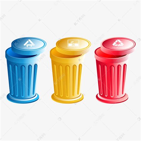 圆形垃圾分类垃圾桶素材图片免费下载-千库网