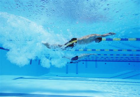 在游泳池中训练男游泳员高清图片下载-正版图片504002624-摄图网
