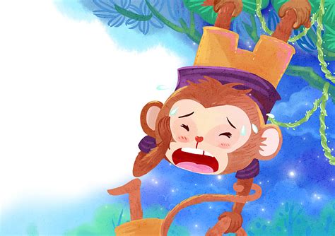 猴子捞月|插画|儿童插画|积极向上的名字_原创作品-站酷ZCOOL