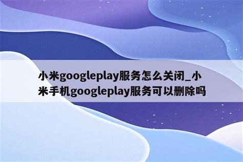 小米googleplay服务怎么关闭_小米手机googleplay服务可以删除吗 - google相关 - APPid共享网