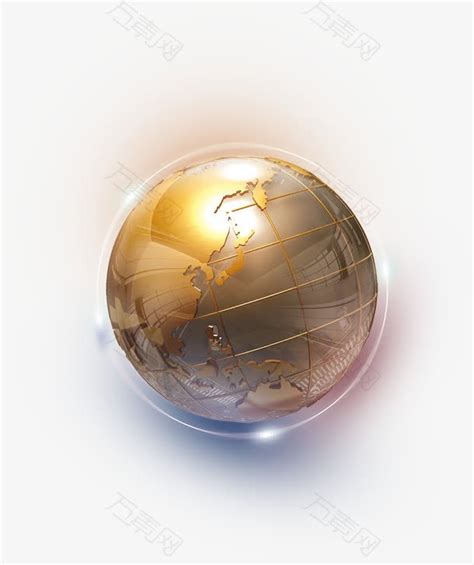金色地球创意高清免扣素材png元素素材图片下载-万素网
