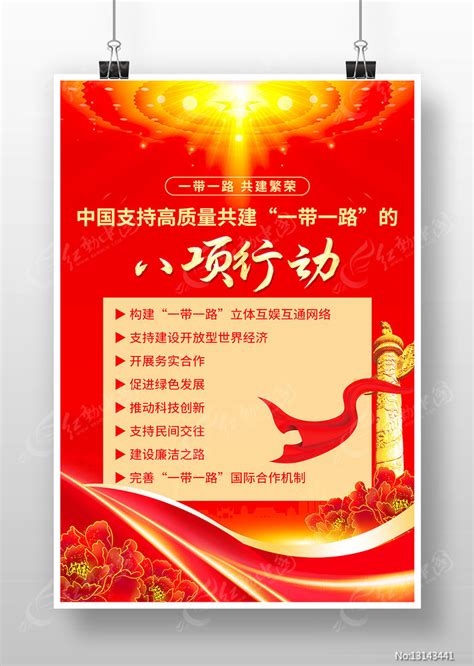 中国支持高质量共建一带一路八项行动海报图片下载_红动中国