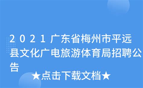 2021广东省梅州市平远县文化广电旅游体育局招聘公告