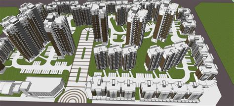 小区景观精细模型su模型下载-光辉城市