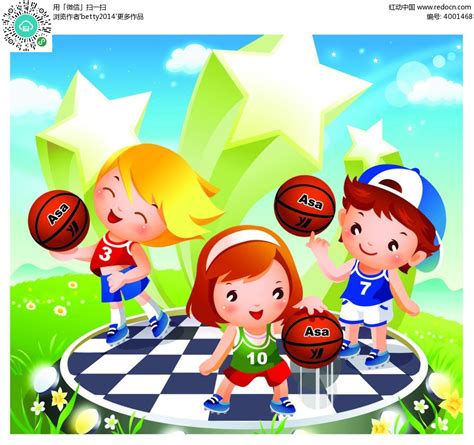卡通篮球比赛手绘画AI素材免费下载_红动中国