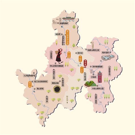 广西重点旅游景点分布图+广西地形图