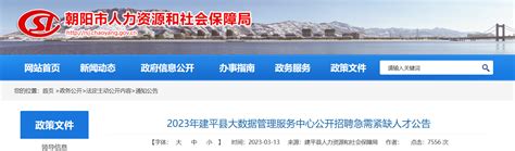 2023年辽宁省朝阳市建平县大数据管理服务中心招聘公告（报名时间3月20日-24日）