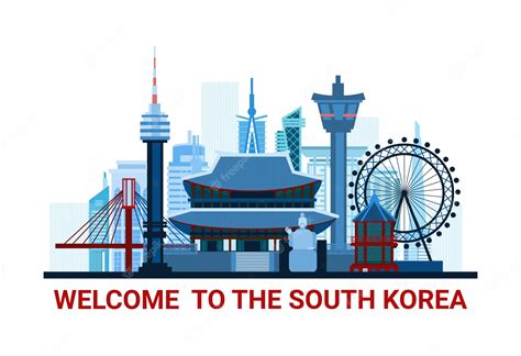 Premium Vector | Welcome to the south korea illustration with famous ...