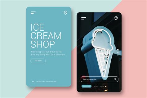 雪糕店/甜品品牌官网H5网站设计模板 Ice Cream Shop – Mobile UI Kit – 设计小咖