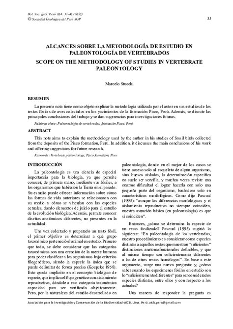 (PDF) Stucchi 2010 - Alcances a la Metodología en Paleontología de ...