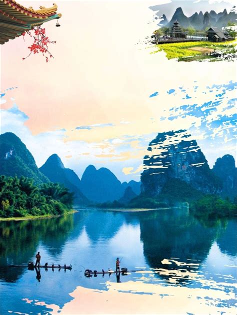 桂林旅游矢量海报背景模板背景素材图片下载-万素网