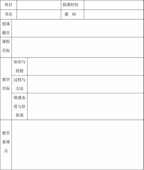 教学设计模板电子版免费