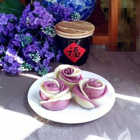 【一次发酵紫薯花卷的做法步骤图，怎么做好吃】健康皇后美食_下厨房