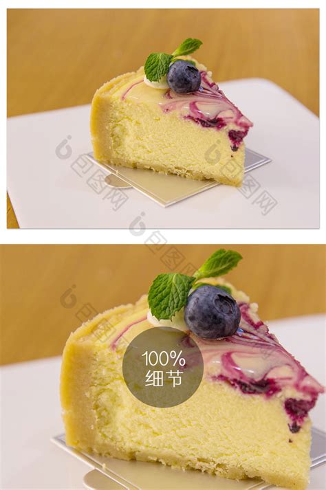 一块蓝莓蛋糕奶油奶酪和深色背景上的新鲜贝-包图企业站