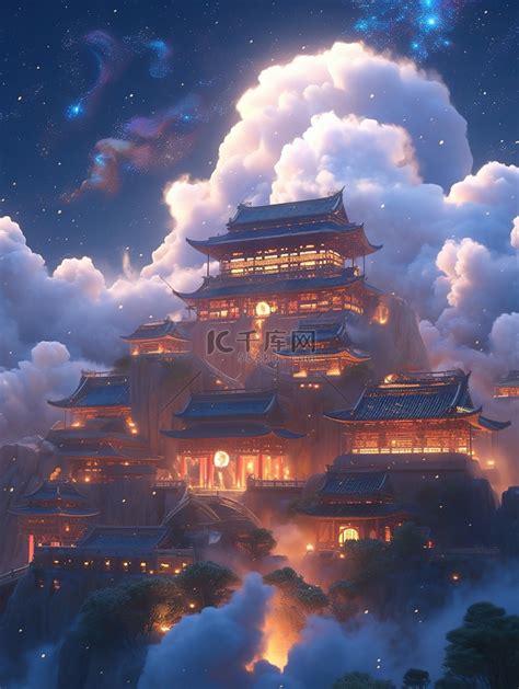 壮丽的宫殿云顶天宫中国宫殿8插画图片-千库网