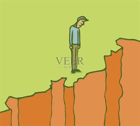 一个站在悬崖边上的人插画图片素材_ID:167138163-Veer图库