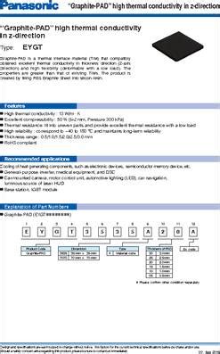 EYG-T7070A15A datasheet - Panasonic EYG-T Graphite-PAD is a thermal ...