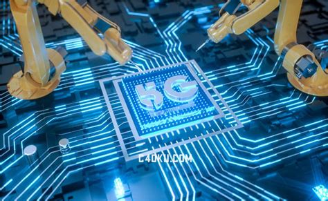 5G科技通信技术网络集成电路板芯片工业级C4D机器手臂自动化生产系统3D资源下载-C4D库