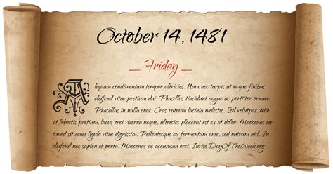 What Day Of The Week Was October 14, 1481?