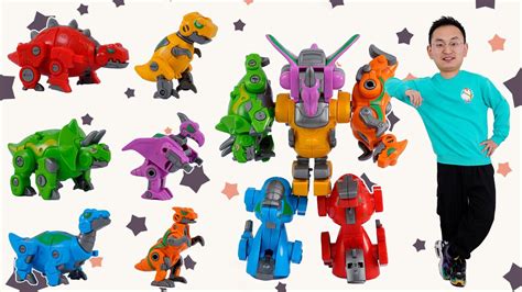 变形教室五合体机器人 恐龙变形玩具
