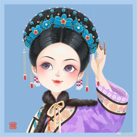 清朝妆容甜美女生头像