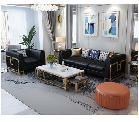 奢恩美式轻奢组合沙发现代简约丝绒布艺沙发小户型样板间客厅沙发-美间设计