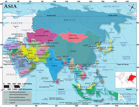 Asia Map Labeled, Asian Countries Map, Asian Map with Country Names and ...