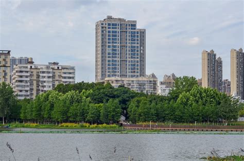 武汉城市白天建筑群南湖航拍摄影图配图高清摄影大图-千库网