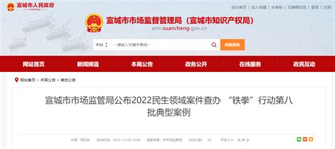 安徽省宣城市市场监管局公布2022民生领域案件查办 “铁拳”行动第八批典型案例-中国质量新闻网