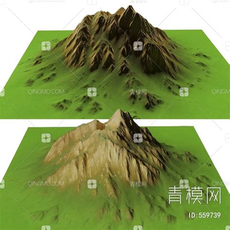 【山3D模型】_现代绿黄山3d模型下载_ID559739_免费3Dmax模型库 - 青模3d模型网