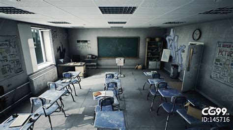 ue4 恐怖学校 大眼怪 书桌 黑板 教室 桌椅板凳 虚幻4-cg模型免费下载-CG99