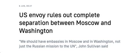 美驻俄大使称美俄不能断交，但承认存在“互关使馆”可能