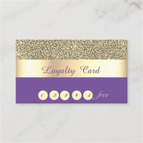 Elegant ,Striped,Violet,Gold Glitter Loyalty Card | Zazzle