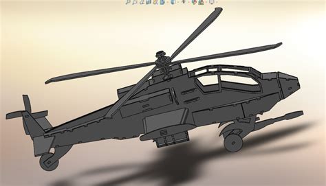 【飞行模型】阿帕奇直升机(Apache Helicopter)拼装模型3D图纸 _SolidWorks-仿真秀干货文章