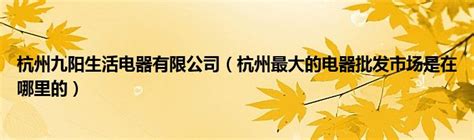 杭州九阳生活电器有限公司（杭州最大的电器批发市场是在哪里的）_华夏智能网