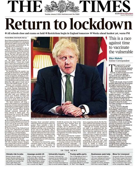 Times Front Page 5th of January 2021 - Tomorrow